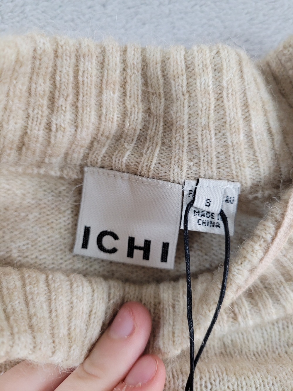 Ichi Asdis Round Neck Jumper Dress, Oatmeal Melange Knit Dress - Picture 9 of 16